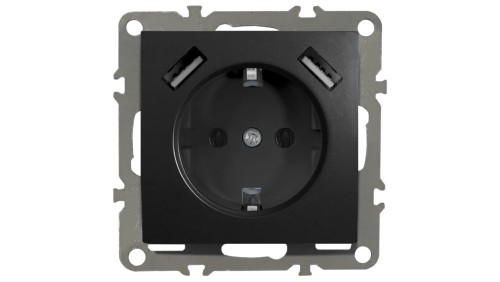 QUADRA GNIAZDO SCHUKO PODTYNKOWE 2X USB 230V 2.1A