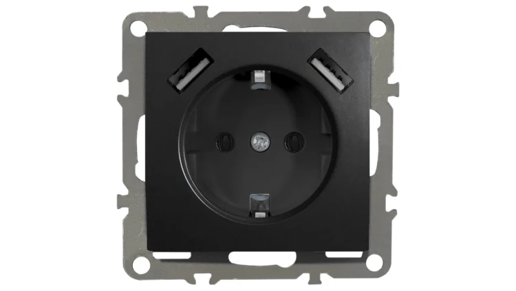 QUADRA GNIAZDO SCHUKO PODTYNKOWE 2X USB 230V 2.1A