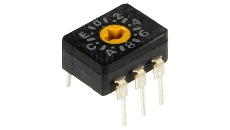 Zadajnik kodu HEX/BCD Poz 16 THT Rstyku max 200m 1Ncm A6C A6C-16R-N