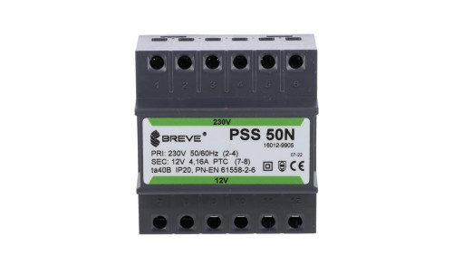 Transformator 1-fazowy modułowy bezpieczeństwa PSS 50N 230/ 12V 4,2A, na szynę DIN, IP20, Ta 40, 16012-9905