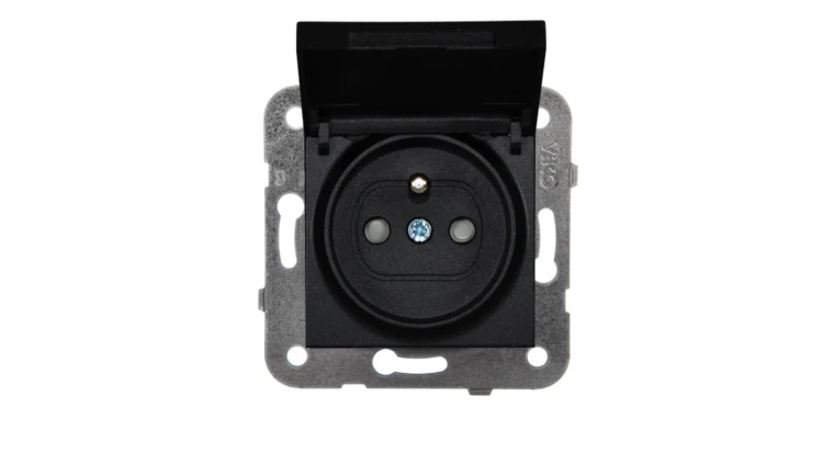 Panasonic NOVELLA Gniazdo z klapką IP44 z/u czarne 92105570M