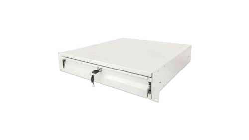 Szuflada do szaf Rack, 2U, z zamkiem, 466mm, szara