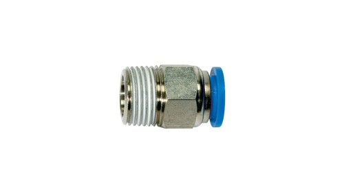 Złączka pneumatyczna wtykowa prosta do węża fi 10 mm, R 1/8 GZ, mosiądz niklowany
