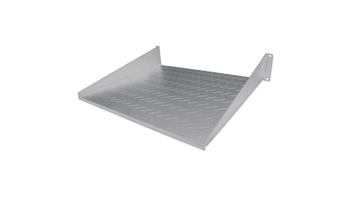 Półka 2U 400mm rack 19, 2 pkt mocowania, perforowana szara