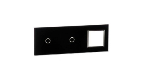 Livolo CZARNY PANEL SZKLANY 1+1+ MIEJSCE NA GNIAZDO 7011G-62