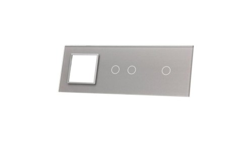 Livolo SREBRNY PANEL SZKLANY 1+2+ MIEJSCE NA GNIAZDO 7012G-64