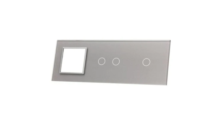 Livolo SREBRNY PANEL SZKLANY 1+2+ MIEJSCE NA GNIAZDO 7012G-64