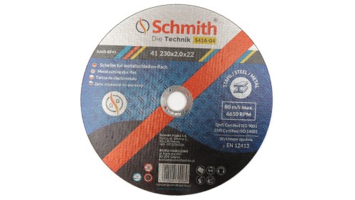 Tarcza do cięcia metalu 230x2 mocna Schmith