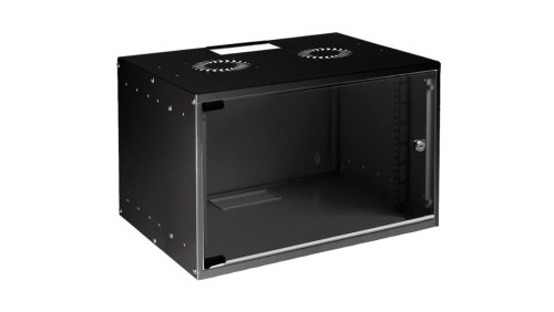 Szafa wisząca RACK 19 7U 400mm czarna drzwi szklane SOHO-BOX MIRSAN