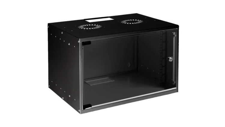 Szafa wisząca RACK 19 7U 400mm czarna drzwi szklane SOHO-BOX MIRSAN