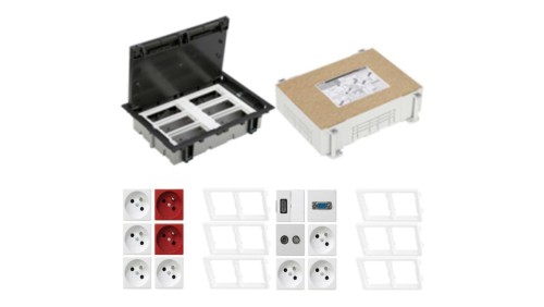 KONTAKT SIMON FLOOR BOX puszka podłogowa 7x gniazdo z/u +2x gniazdo DATA+ 1x VGA +1x RTV-SAT+ 1x HDMI + kaseta do wylewki