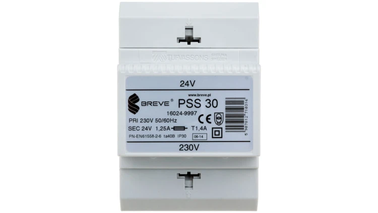 Transformator 1-fazowy modułowy bezpieczeństwa PSS 30 230/ 24V 1,25A, na szynę DIN, IP30, Ta 40, 16024-9997