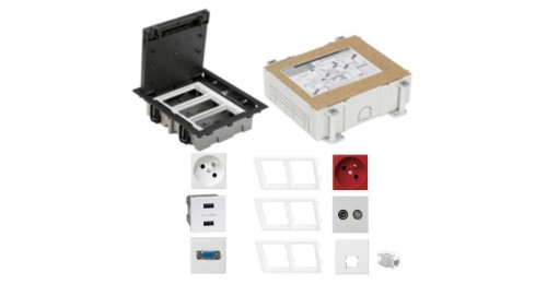 KONTAKT SIMON FLOOR BOX puszka podłogowa 1x gniazdo z/u + 1x DATA +1x RTV-SAT+ 1x gniazdo RJ45 kat.6 + gniazdo VGA + USB ładowan