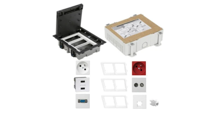 KONTAKT SIMON FLOOR BOX puszka podłogowa 1x gniazdo z/u + 1x DATA +1x RTV-SAT+ 1x gniazdo RJ45 kat.6 + gniazdo VGA + USB ładowan