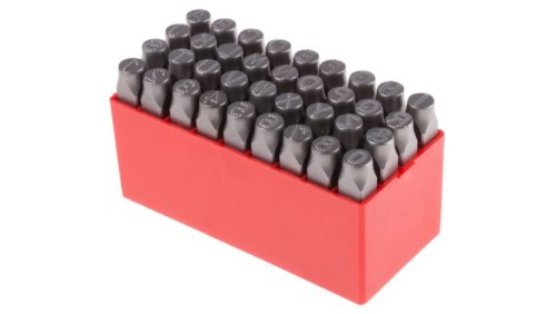 Zestaw wybijaków liter, 36-szt., (27 części x stempel stalowy z kropkowaną wielką literą angielską A → Z, 9