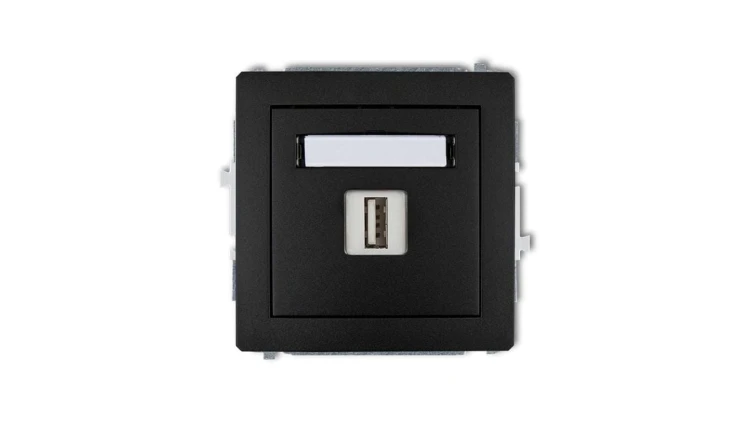 DECO Mechanizm gnizado USB pojedyncze, 5V, 1A do ramki czarne 12DGUSB-1