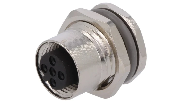 Gniazdo M12 5-pin żeńskie kod B-Profibus lutowanie IP67 60V T4131412051-000