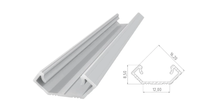 Profil ALU nawierzchniowy 16mm, Anodowany srebrny, dł 1000mm, max szer tasmy 12mm