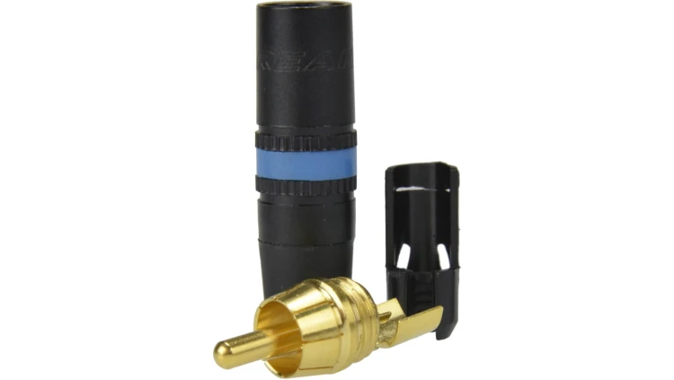REAN Wtyk RCA Cinch na kabel do 6,1mm pozłacany czarno-niebieski NYS373-6