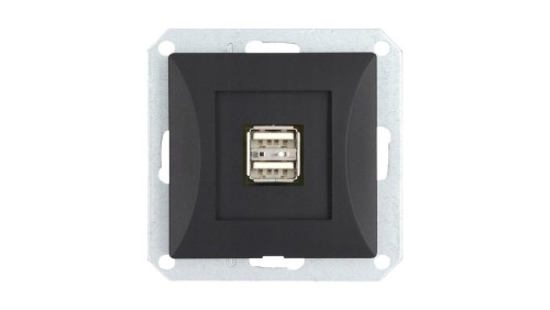 OPAL Gniazdo ładowarka USB podwójna do ramki czarny mat GŁ/USB-2/m Op CZ/MAT