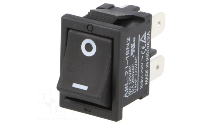 ROCKER DPST Poz 2 OFF-ON 10A/250VAC czarny brak -25÷55C A8L-21-15N2