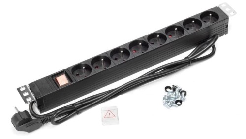 Listwa zasilająca RACK 19 1U 8 gniazd z wyłącznikiem 1,8m