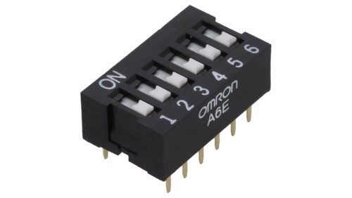 Przełącznik DIP-SWITCH Ilość sekcji 6 ON-OFF 0,025A/24VDC A6E-6101-N