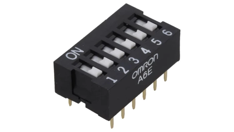 Przełącznik DIP-SWITCH Ilość sekcji 6 ON-OFF 0,025A/24VDC A6E-6101-N