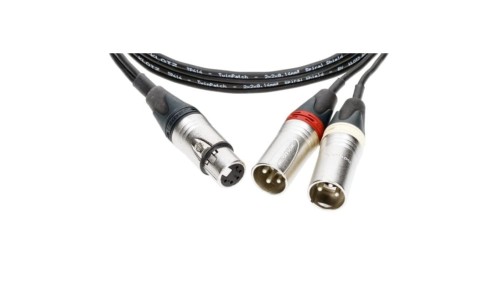 KLOTZ Kabel mikrofonowy przedłużacz STEREO XLR 5-pin (gniazdo) / 2x XLR 3-pin (wtyk) za złączach Neutrik 3m