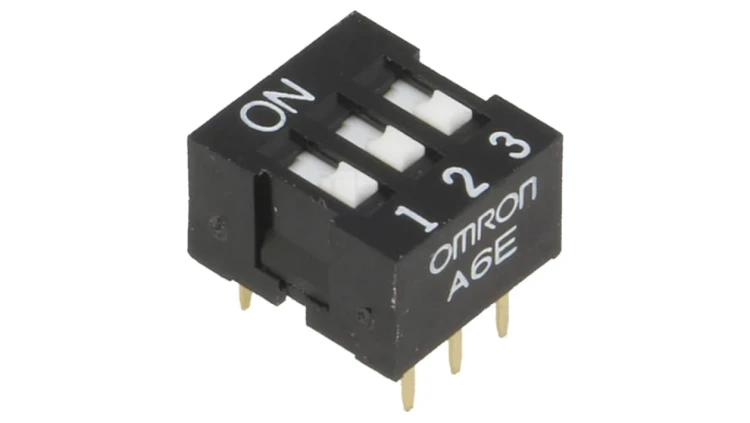 Przełącznik DIP-SWITCH Ilość sekcji 3 ON-OFF 0,025A/24VD A6E-3101-N