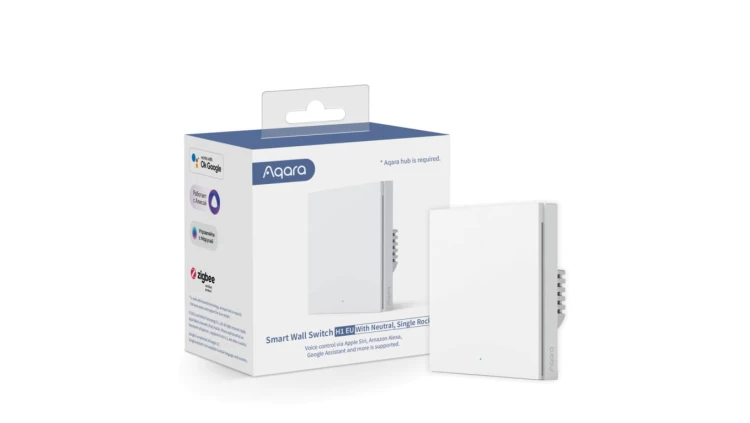 Przełącznik z Neutral, Zigbee 3.0, EU, WS-EUK03 Aqara Wall Single Switch H1