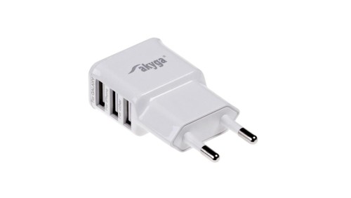 Ładowarka sieciowa Akyga AK-CH-05 15W 3x USB-A 5V / 3.1A biała