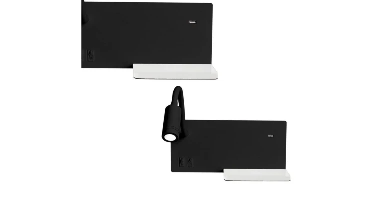 Lampa nocna z półką SHELF BLACK LED 4W+5W+2W ML6344 Milagro