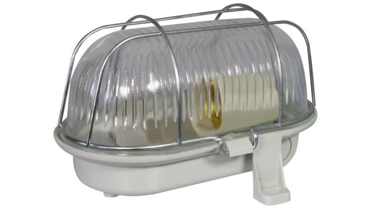 Oprawa kanałowa OWAL 60W E27 z siatką metalową IP44 szara D.3166S