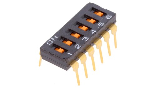 Przełącznik DIP-SWITCH Ilość sekcji 6 ON-OFF 0,025A/24VDC A6T-6101