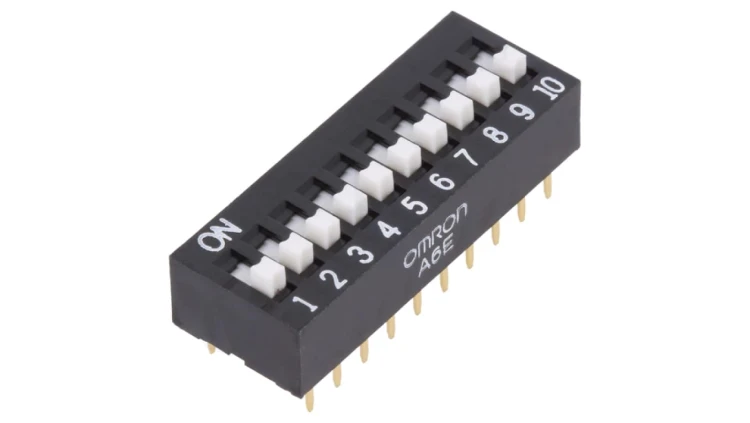 Przełącznik DIP-SWITCH Ilość sekcji 10 ON-OFF 0,025A/24VDC A6E-0104-N