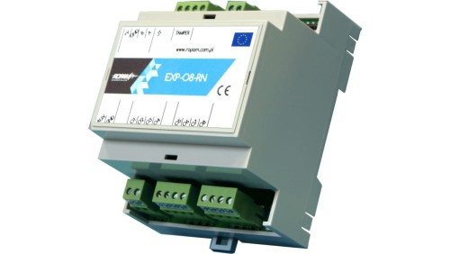 Ekspander 8 wyjść tranzystorowych 0,7A/30VDC, EXP-O8T-RN-D4M, współpraca z centralą NeoGSM-IP/NeoGSM-IP-64