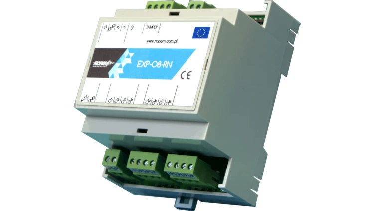 Ekspander 8 wyjść tranzystorowych 0,7A/30VDC, EXP-O8T-RN-D4M, współpraca z centralą NeoGSM-IP/NeoGSM-IP-64