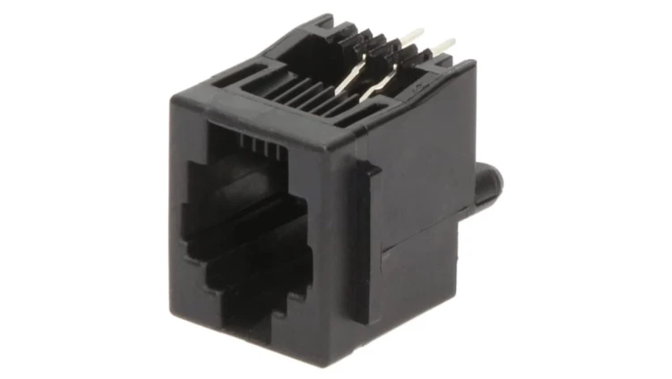Gniazdo RJ14 4-pin z blokadą panel stop Układ 6p4c THT 5520258-2