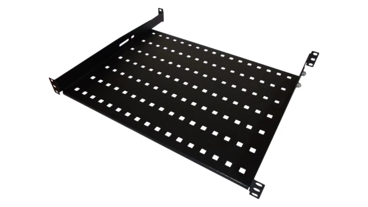 Półka stała 19 1U głęb. 350mm, czarna, 4 punkty mocowania SA-P-19-1U-350-4-C-02