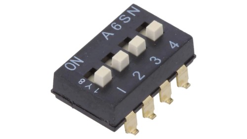 Przełącznik DIP-SWITCH Ilość sekcji 4 ON-OFF 0,025A/24VDC A6SN4104