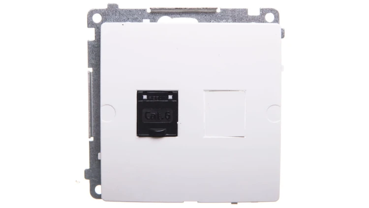 Simon Basic Gniazdo komputerowe pojedyncze RJ45 kat.6 z przesłoną białe BM61.01/11