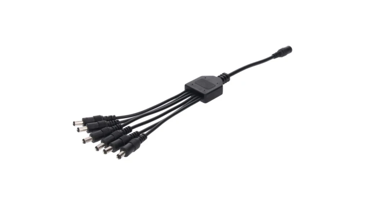 Rozgałęźnik DC 5.5X2.1 6W-1G czarny 24cm 22/20awg