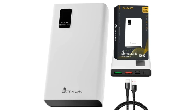 Powerbank Power bank, Fast Charging, USB-C Extralink EPB-067W 10000mAh Biały