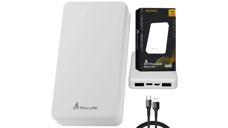 Powerbank Power bank, USB-C Extralink EPB-078W 10000mAh Biały
