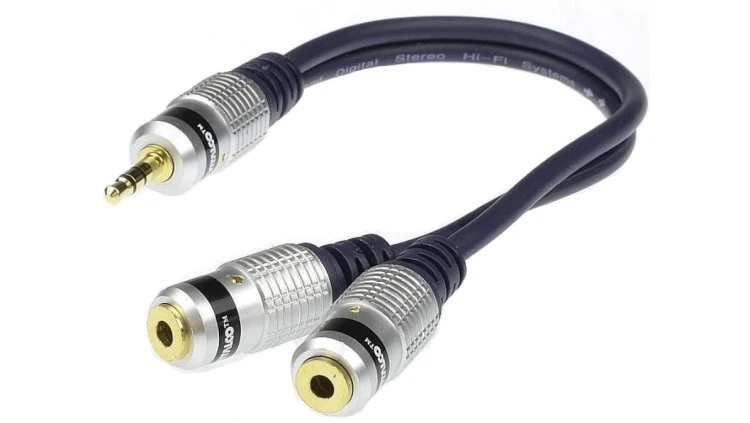 VITALCO JR17 Przejście Adapter AUX mini Jack 3,5mm Stereo (wtyk) / 2x mini Jack 3,5mm Stereo (gniazdo) na kablu