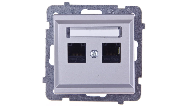 SONATA Gniazdo komputerowe podwójne 2xRJ45 kat.5e srebro mat KRONE GPK-2R/K/m/38