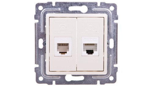 VENA Gniazdo teleinformatyczne RJ45 kat.5e nieekranowane + RJ11 krem 510369