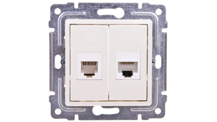 VENA Gniazdo teleinformatyczne RJ45 kat.5e nieekranowane + RJ11 krem 510369