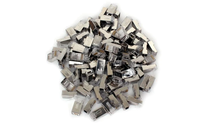 Wtyk sieciowy przelotowy RJ45 kat. 5e 8P8C, ekranowany, 100 szt. (GF-RJ45P-5FTP-100) GETFORT